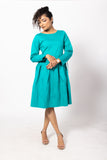 Green Gathered Cotton Dress with  Dori