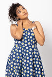 Blue Daisy Flounce Summer Dress with Straps