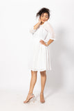 White Lace Boat Necked Dress with a Belt