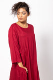 Baggy Solid Maroon Comfy Pocket Dress